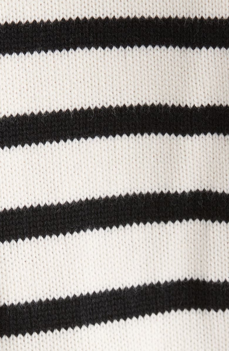 PAIGE Birch Stripe Organic Cotton 
Silk Blend Sweater, Alternate, color, Antique White/ Black
