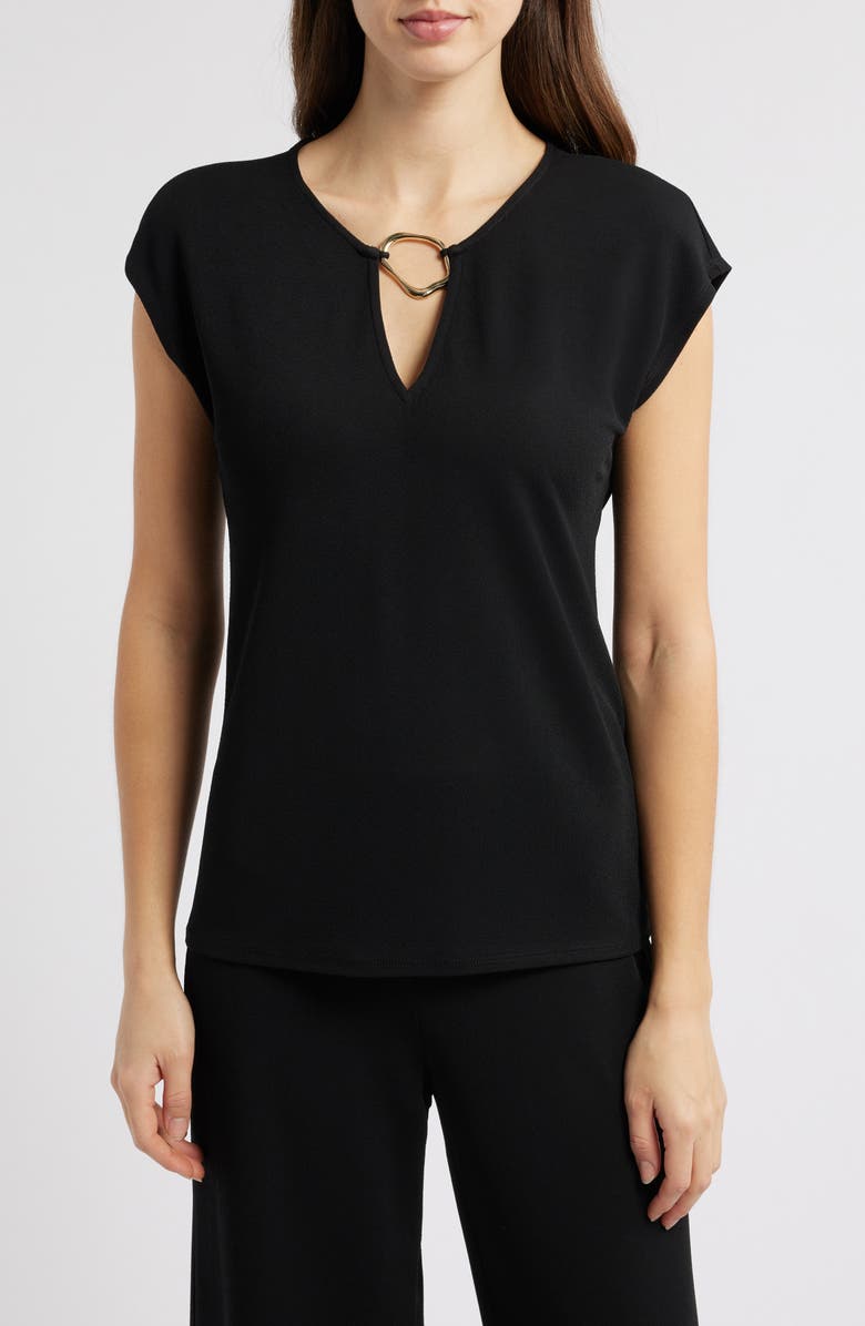 Anne Klein Cool Crepe V-Neck Top, Main, color, 