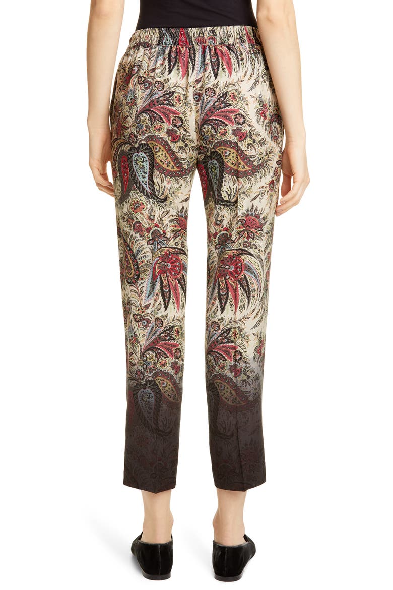 Dégradé Paisley Print Wool Crop Pants, Alternate, color, MULTI
