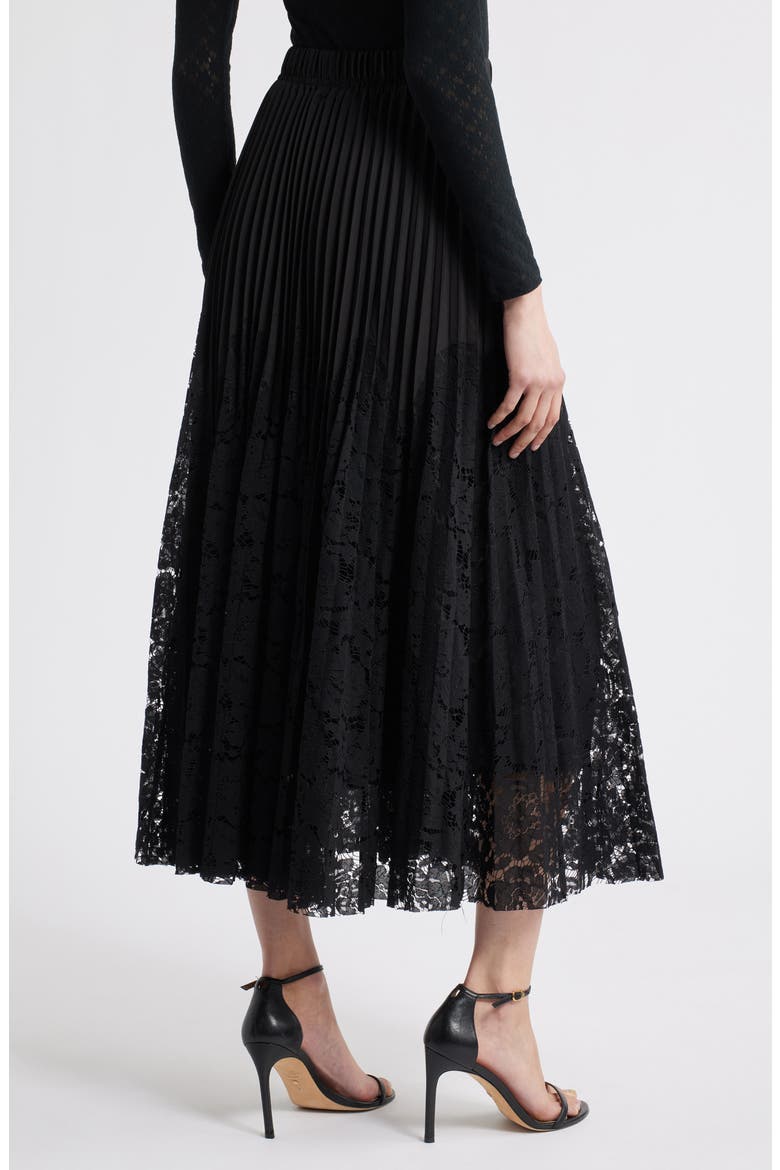 Madaleine Pleated Lace Skirt, Alternate, color, BLACK