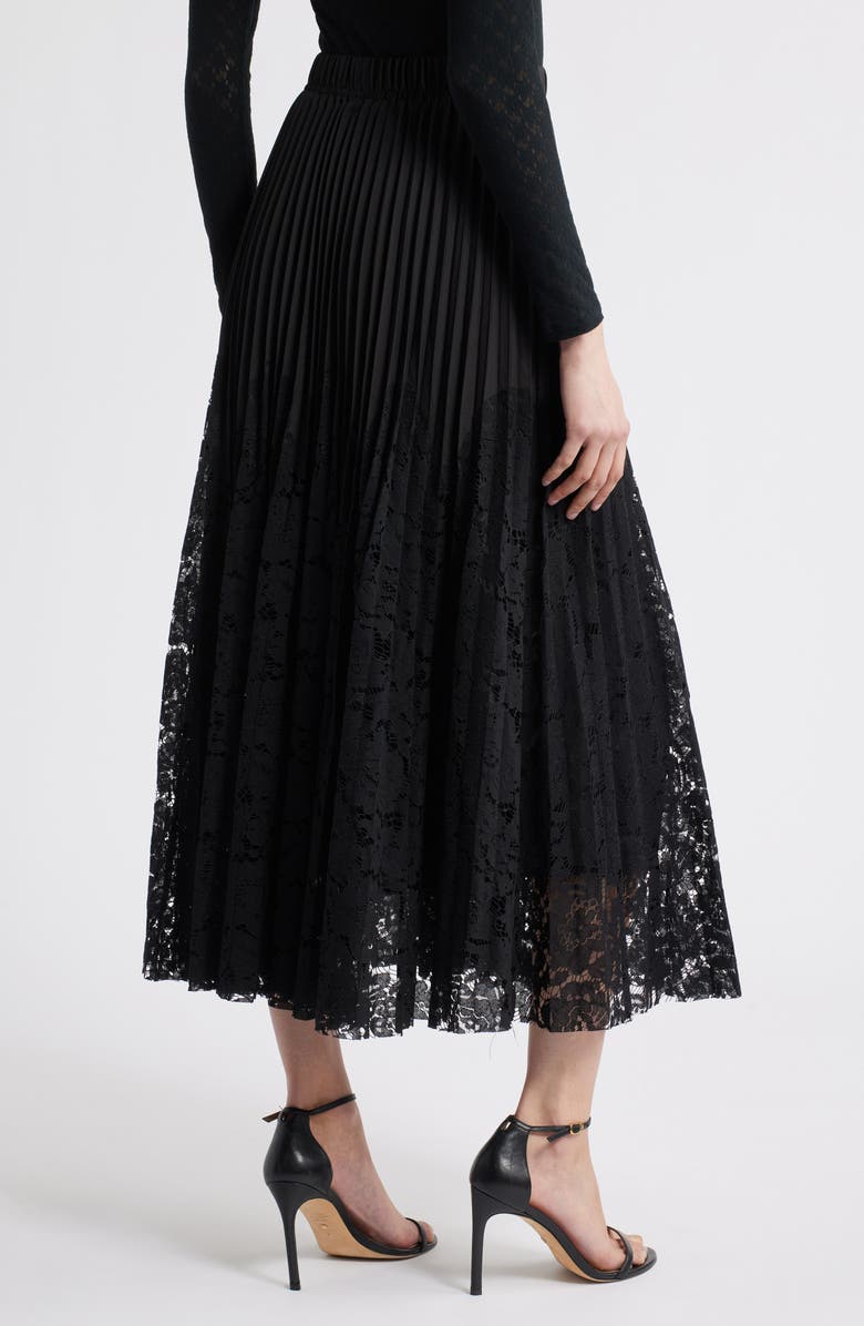 NIKKI LUND Madaleine Pleated Lace Skirt, Alternate, color, Black
