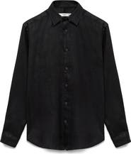 MANGO Regular Fit Linen Button-Up Shirt