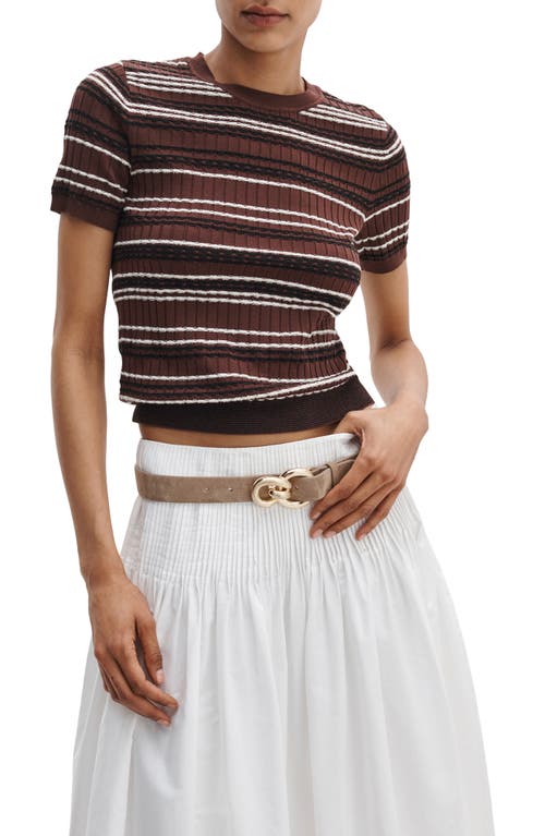 rag & bone Karina Stripe Rib Sweater in Mahogany at Nordstrom, Size X-Small