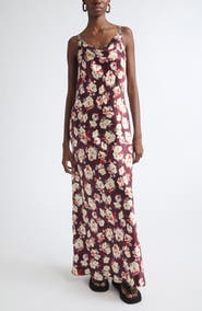 Rabanne Floral Chain Strap Silk Satin Gown