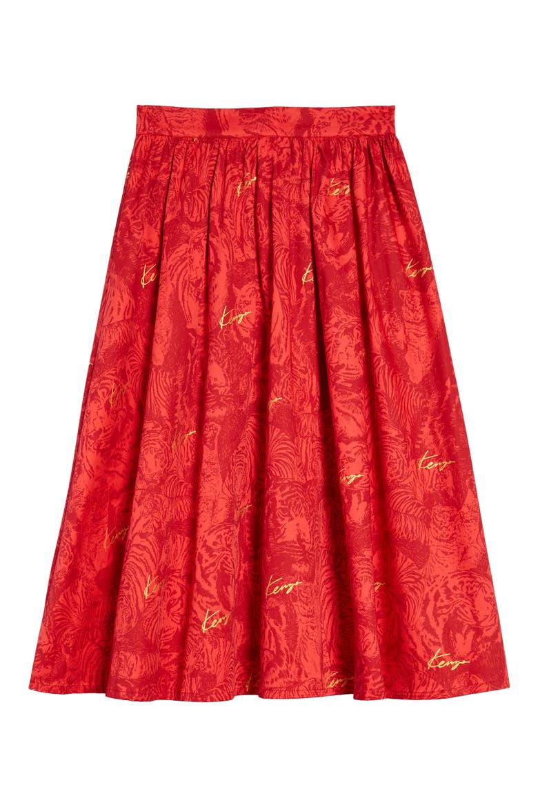 Kids' Mid Length Tiger Print Skirt, Main, color, RED