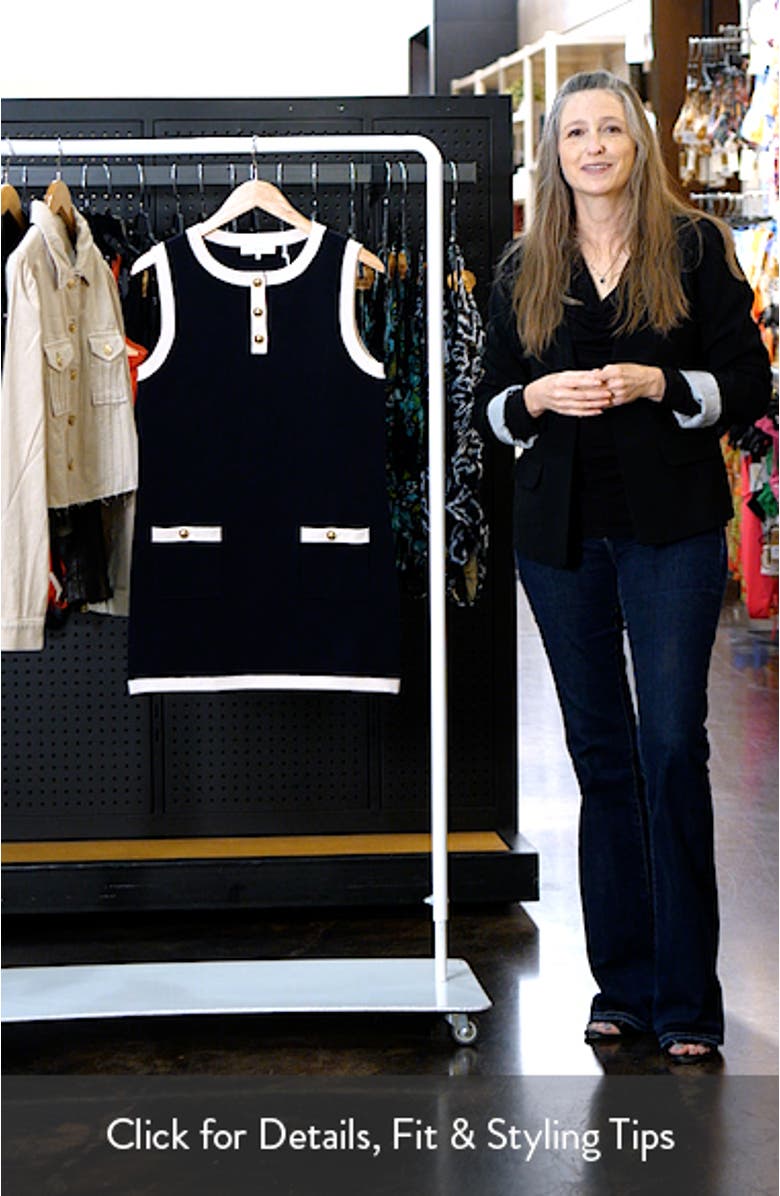 The Mixed Denim Trim Knit Minidress, sales video thumbnail