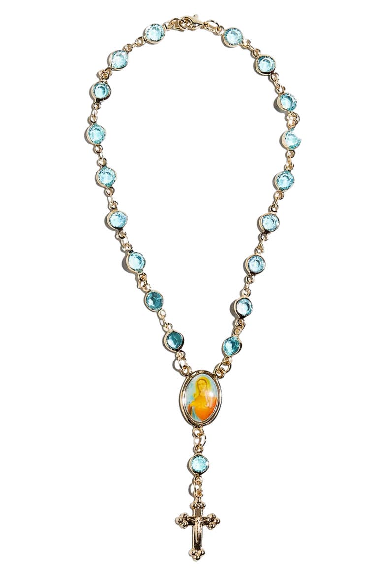 Rosary Anklet, Main, color, GOLD/AQUAMARINE