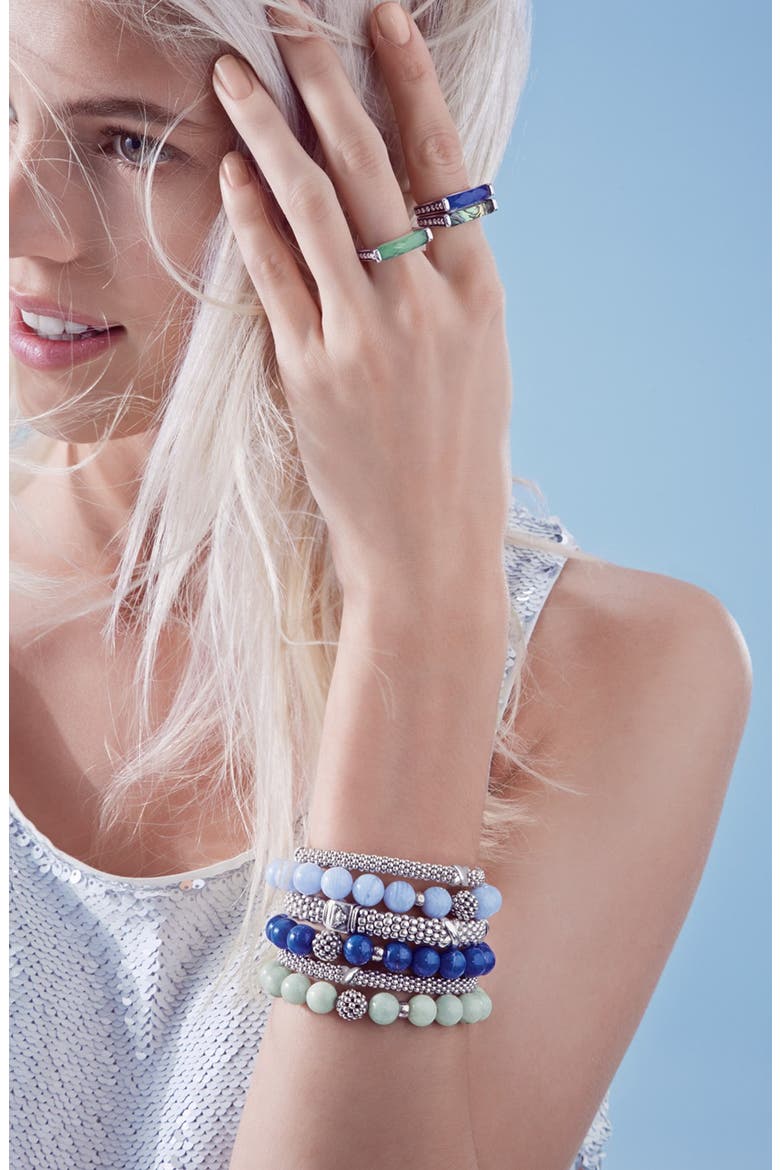 Signature Caviar Oval Rope Bracelet, Alternate, color, STERLING SILVER