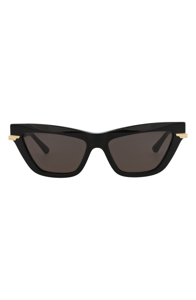 Bottega Veneta 54mm Cat Eye Sunglasses, Main, color, Black Gold Grey