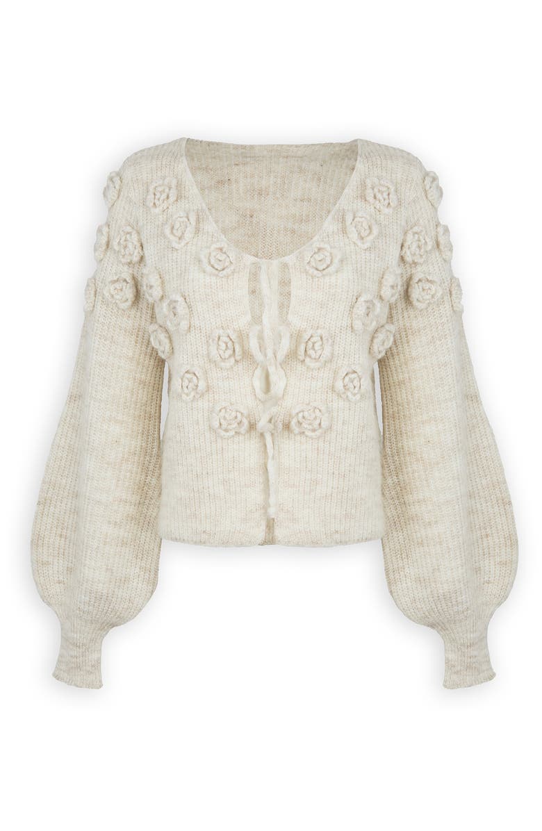 SAACHI Rose Triple Tie Cardigan, Alternate, color,