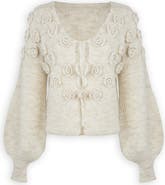 SAACHI Rose Triple Tie Cardigan