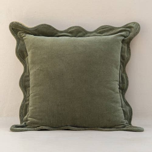 Mela Artisans Scallop Velvet Pillow In Green