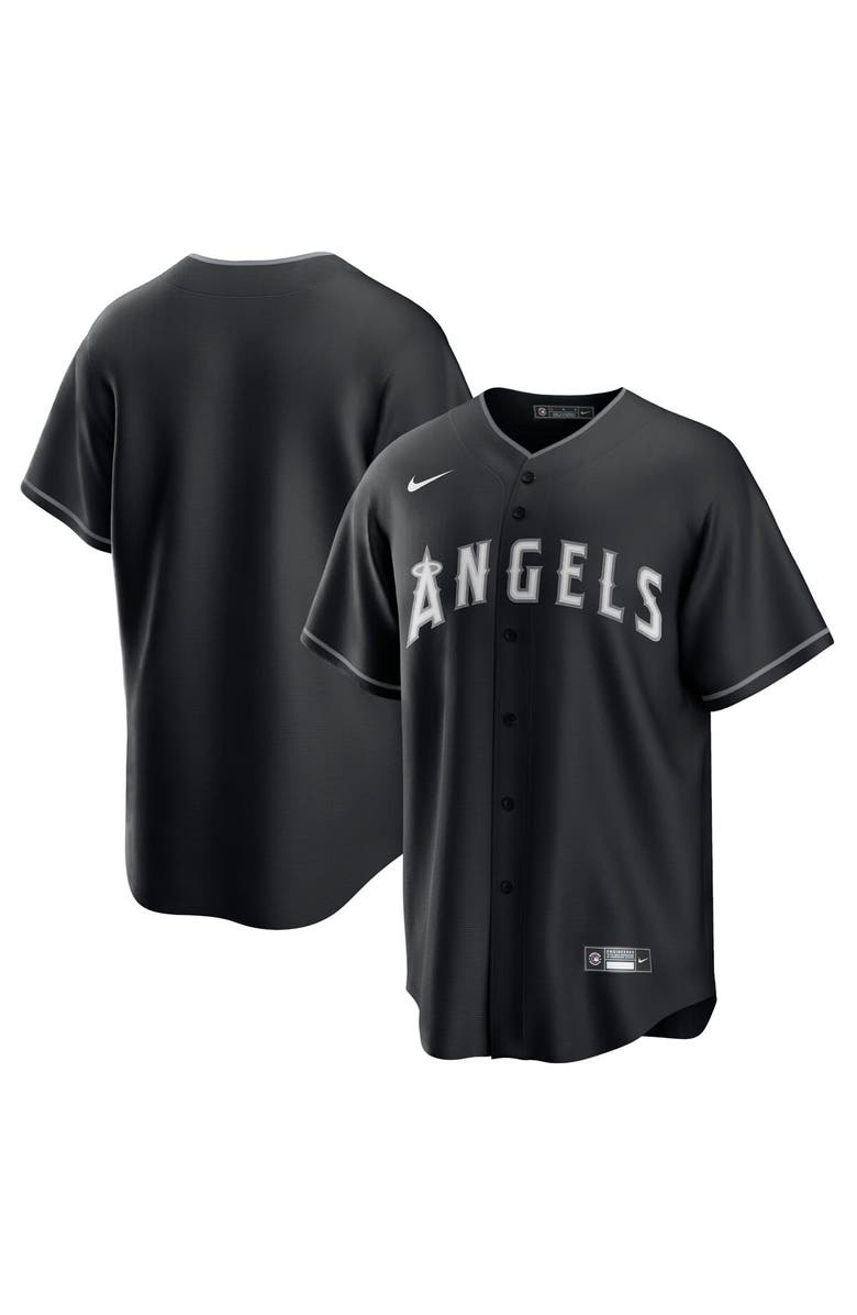 Nike Men's Nike Black/White Los Angeles Angels Official Replica Jersey, Main, color,