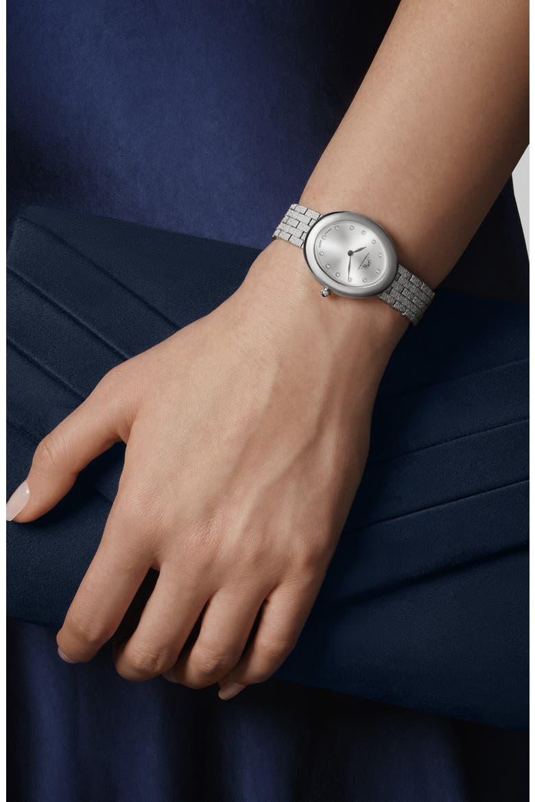 Women's Porsamo Bleu Angelica Oval Sunray Dial Stainless Steel Watch, Alternate, color, SILVER
