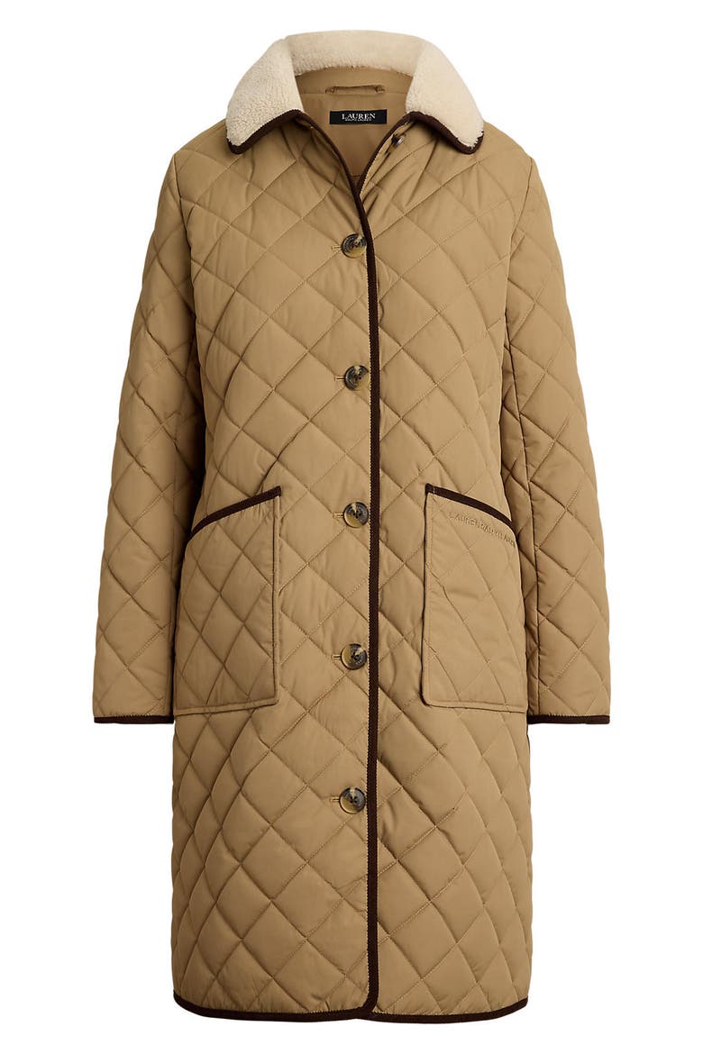 Corduroy Collar Diamond Quilted Coat, Alternate, color, CLASSIC CAMEL