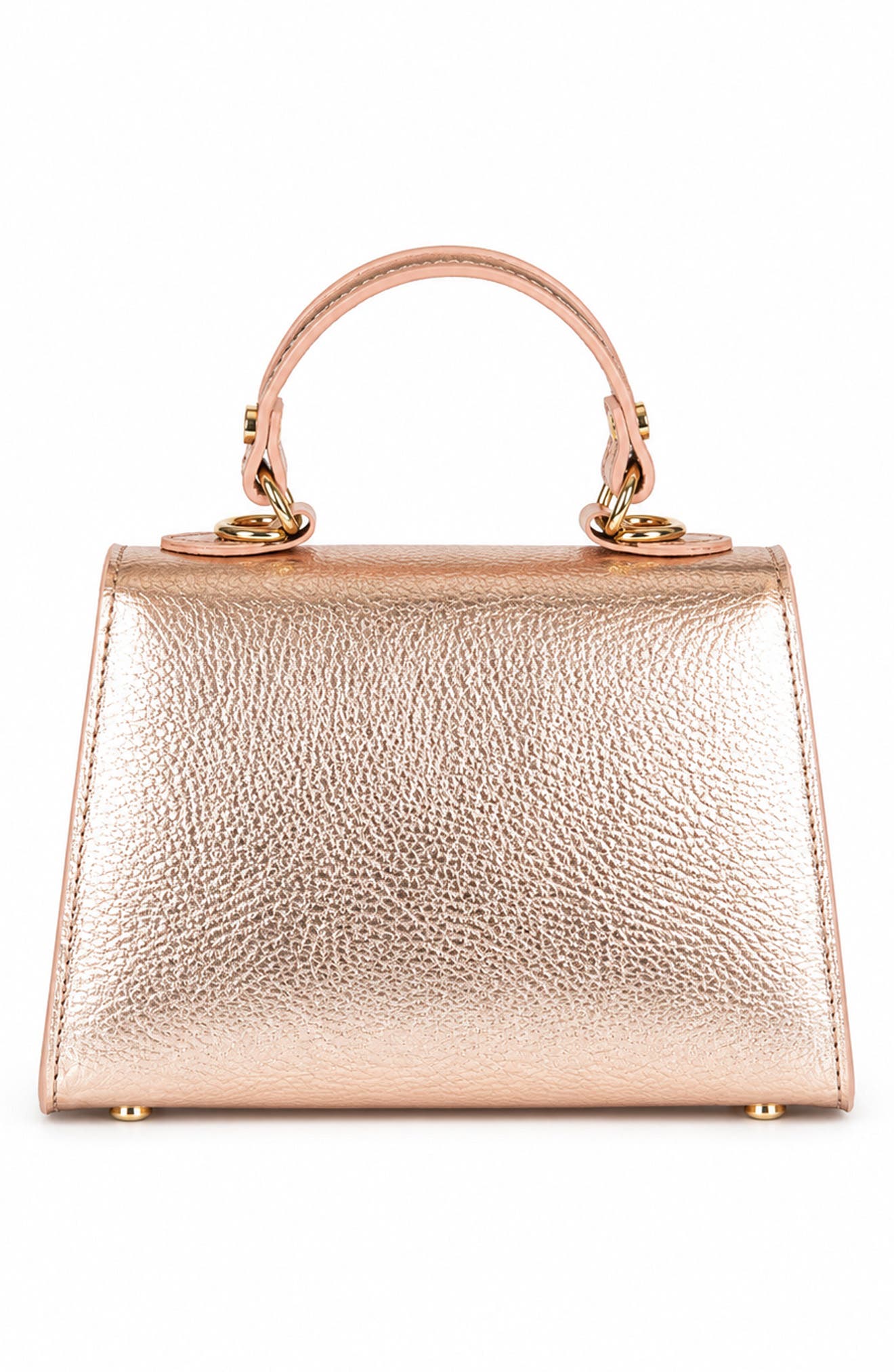 Isadora Croc Embossed Leather Top Handle Bag, Alternate, color, ROSE GOLD