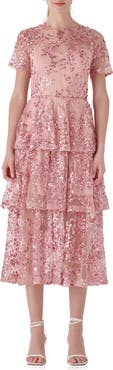 Endless Rose Sequin Embroidered Tiered Dress