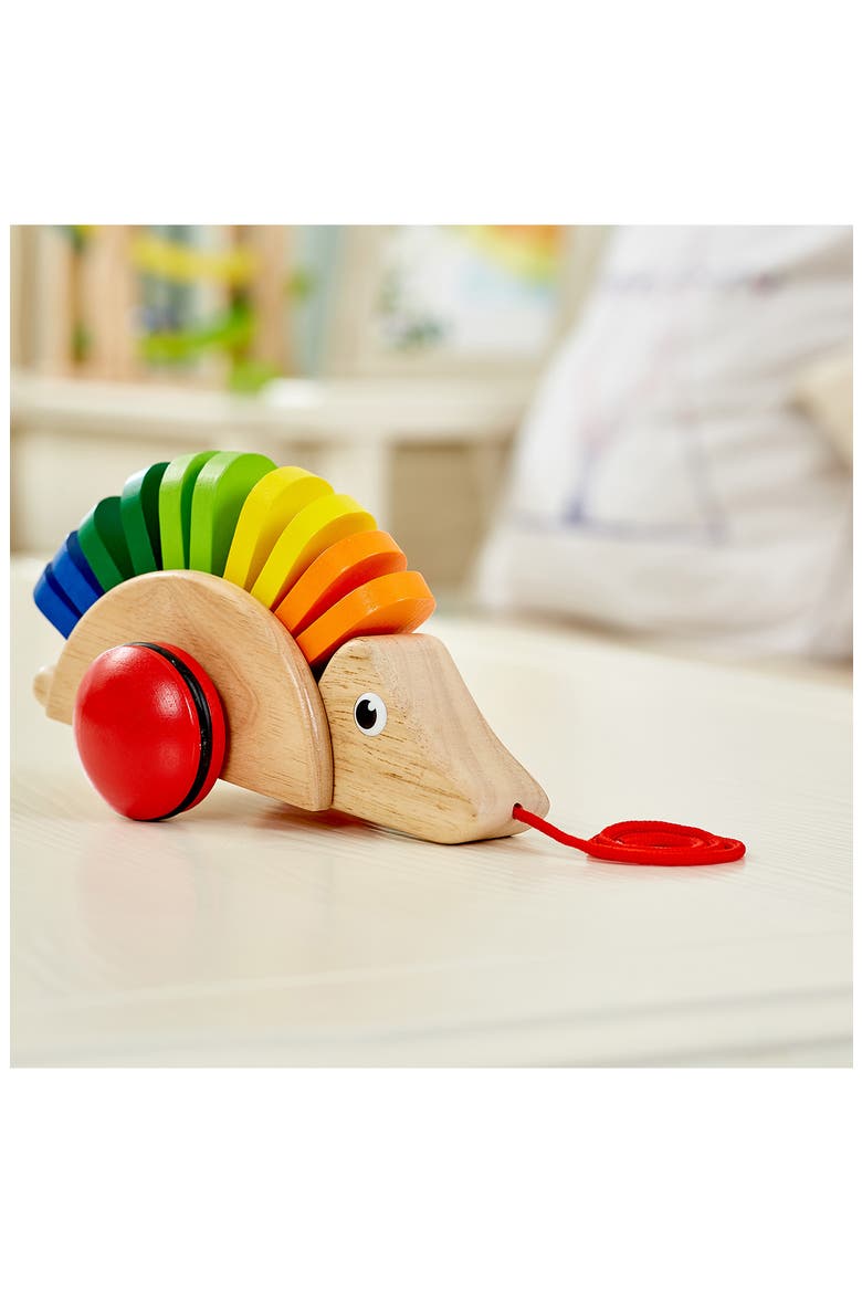 Wood Pull Along Toy Porcupine, Alternate, color, NO COLOR