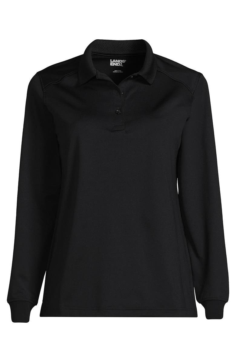 Lands' End School Uniform  Long Sleeve Rapid Dry Polo Shirt, Alternate, color, Black
