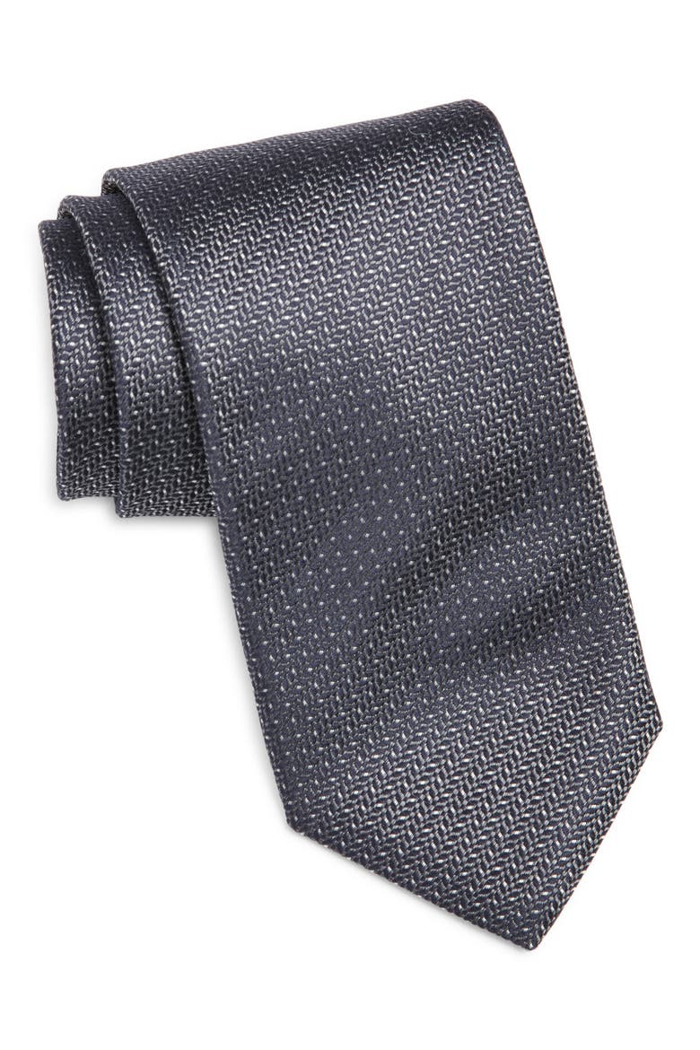 Neat Silk Tie, Main, color, DARK GREY