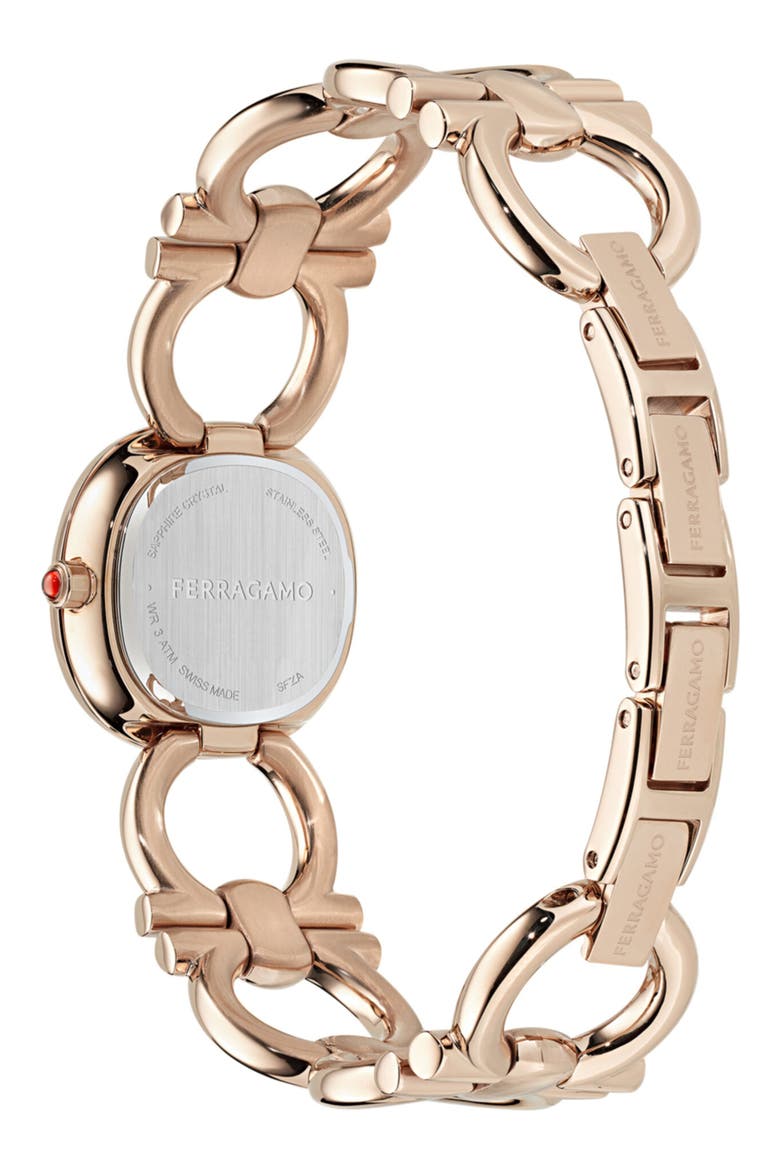 Double Gancini Diamond Bracelet Watch, 25mm, Alternate, color, GOLD