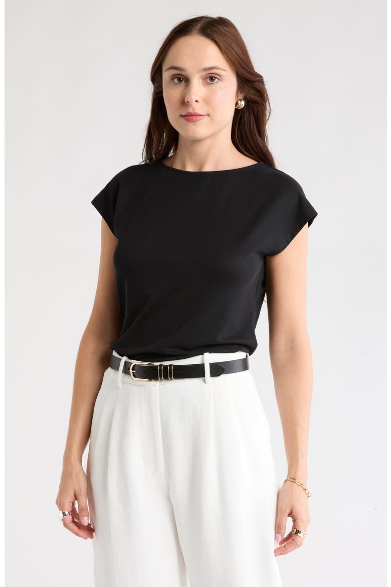 Cap Sleeve Modal Blend T-Shirt, Main, color, BLACK