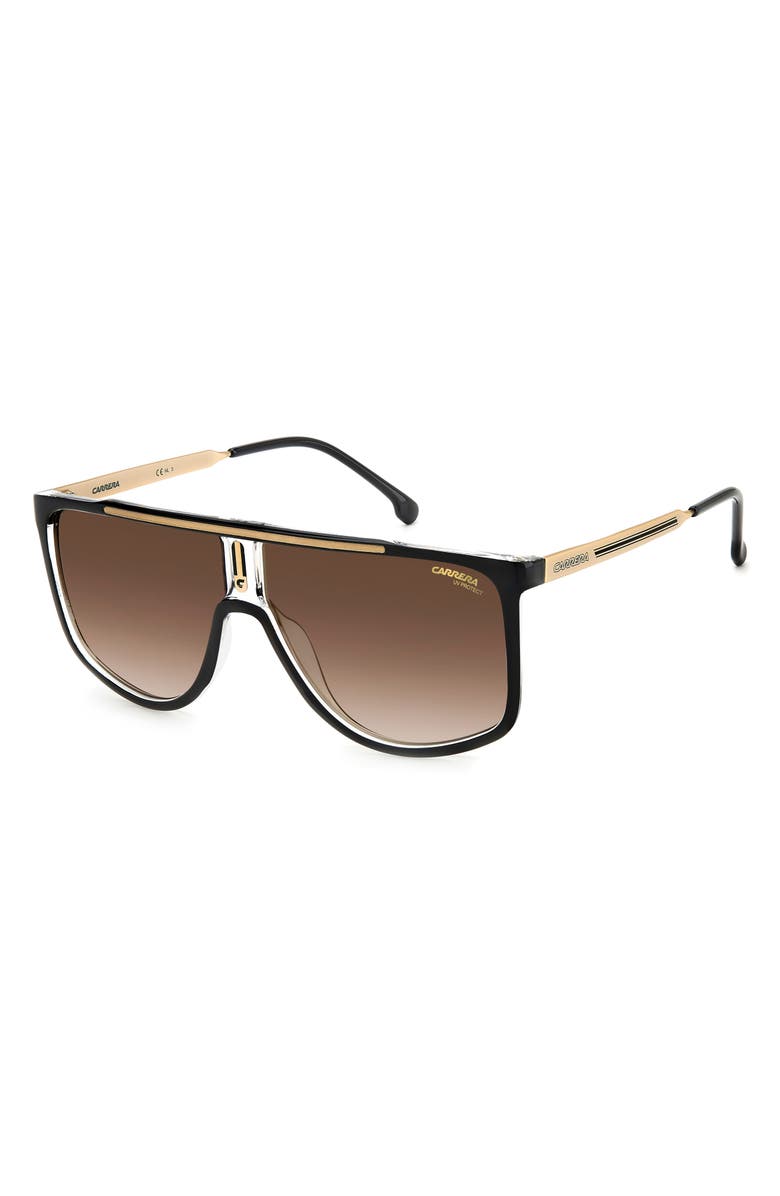 Carrera Eyewear 61mm Gradient Flat Top Sunglasses, Alternate, color, Black Gold/ Brown Gradient
