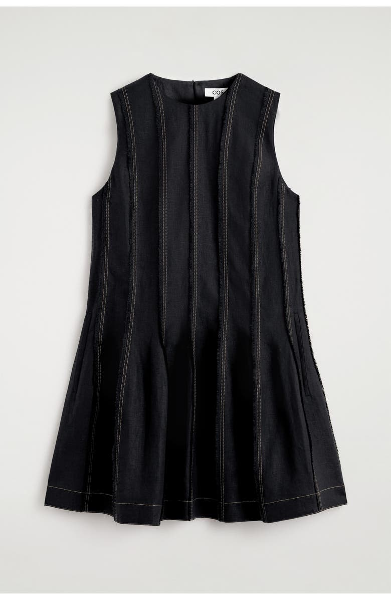 COS Sculpted Pleated Mini Dress, Alternate, color, Black