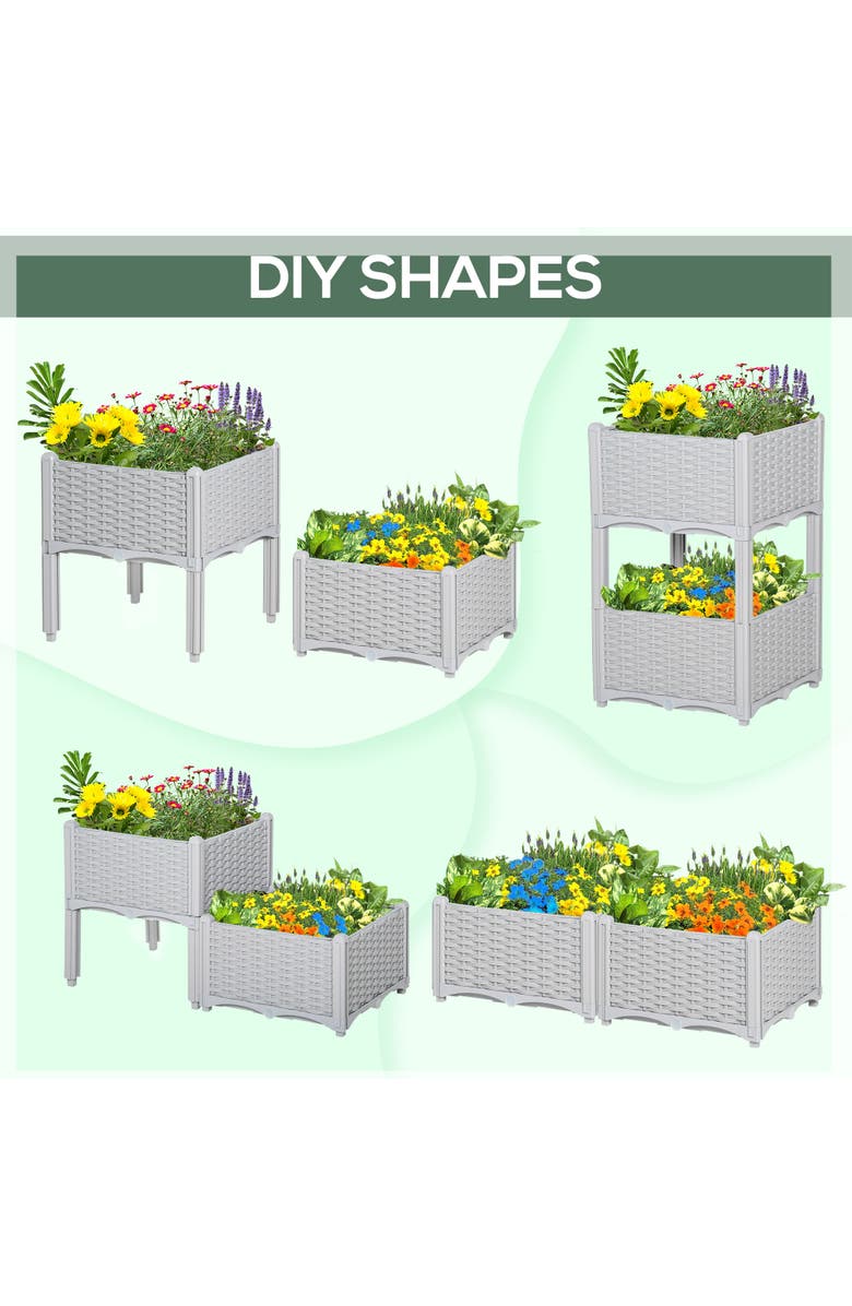 Outsunny Raised with Legs, Raised Bed to Grow Flowers, Herbs & Vegetables Garden Bed, Alternate, color, Gray
