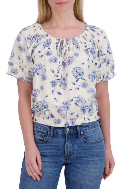 Floral Puff Sleeve Cotton Bubble Top