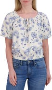 Lucky Brand Floral Puff Sleeve Cotton Bubble Top