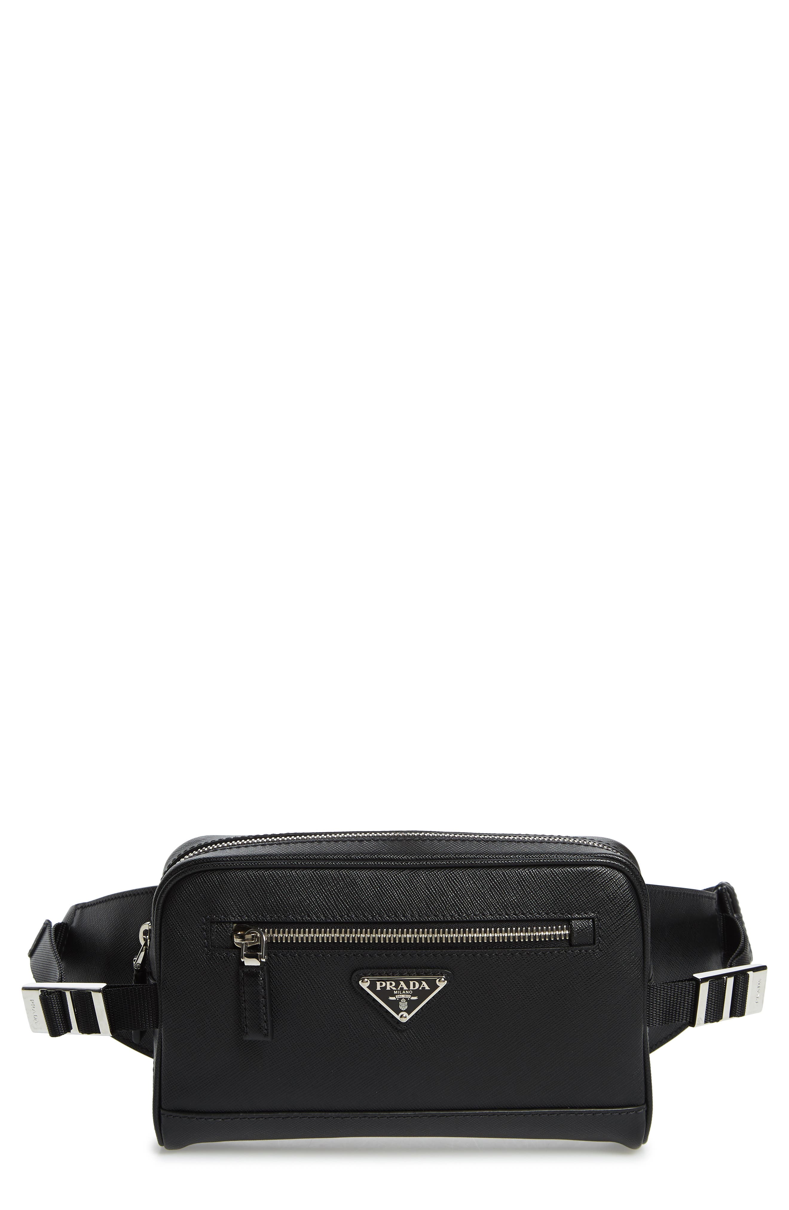 Prada Saffiano Leather Belt Bag, Main, color, 
