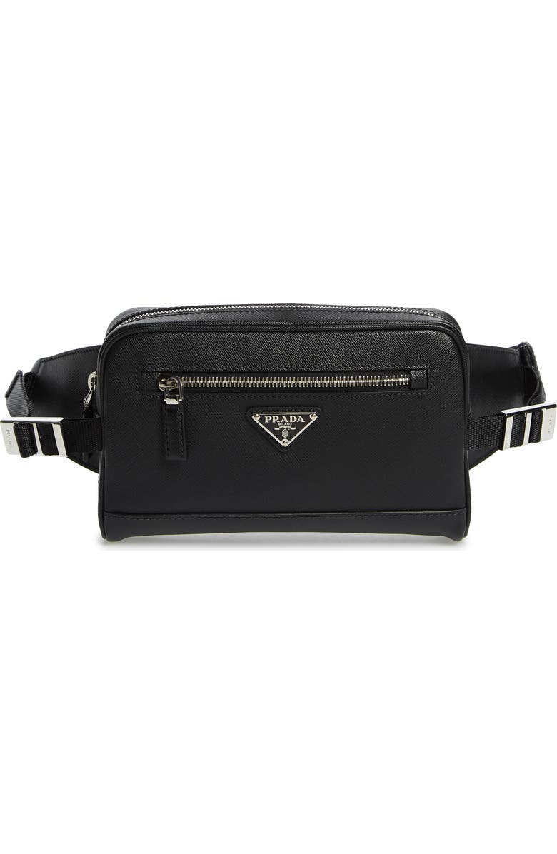 Prada Saffiano Leather Belt Bag, Main, color,