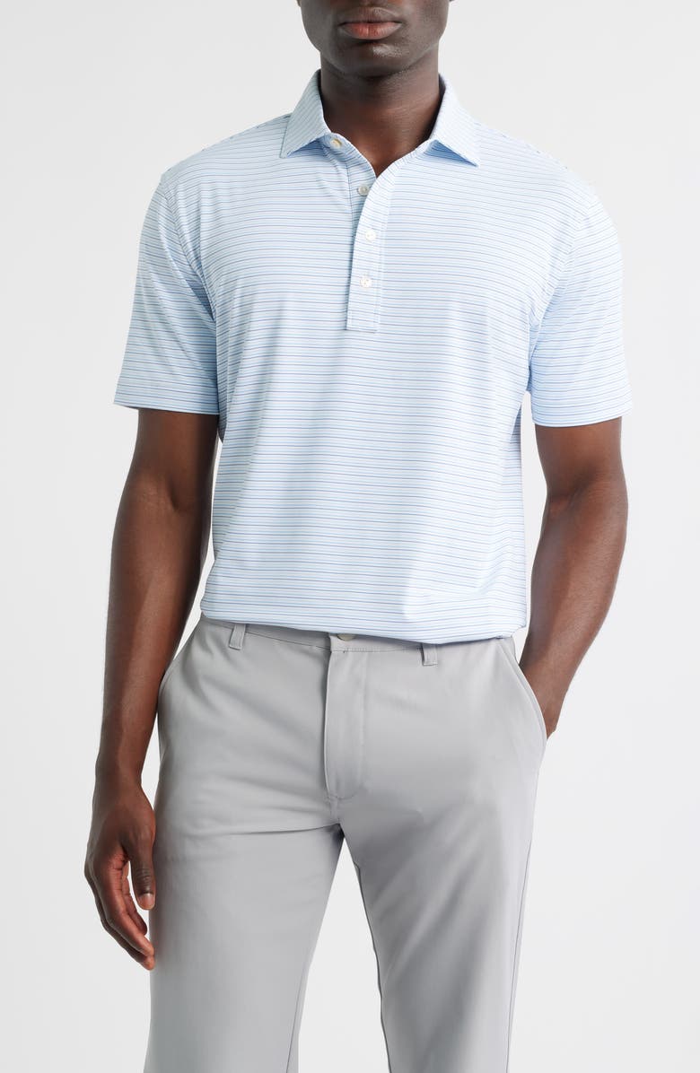 Peter Millar Triad Stripe Performance Jersey Polo, Main, color, White