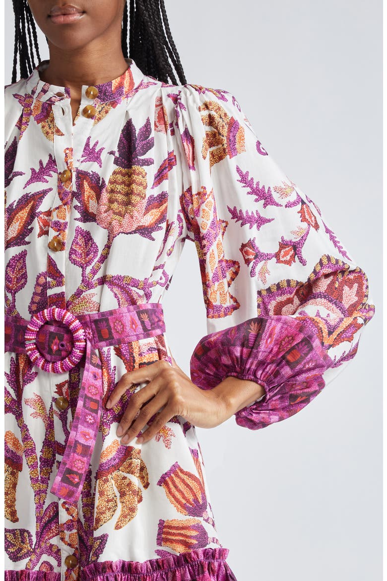 Sunset Tapestry Long Sleeve Belted Shirtdress, Alternate, color, SUNSET TAPESTRY OFF-WHITE