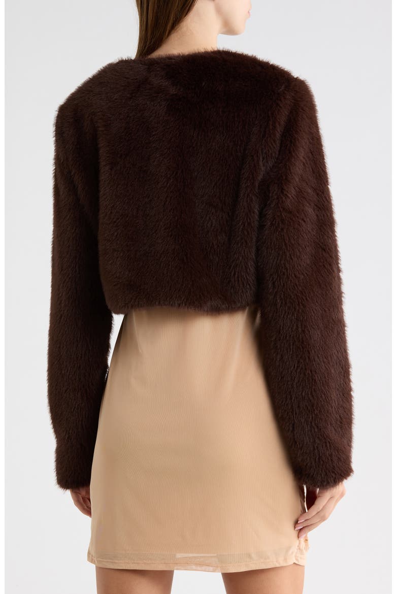 Cropped Faux Fur Bolero, Alternate, color, BROWN