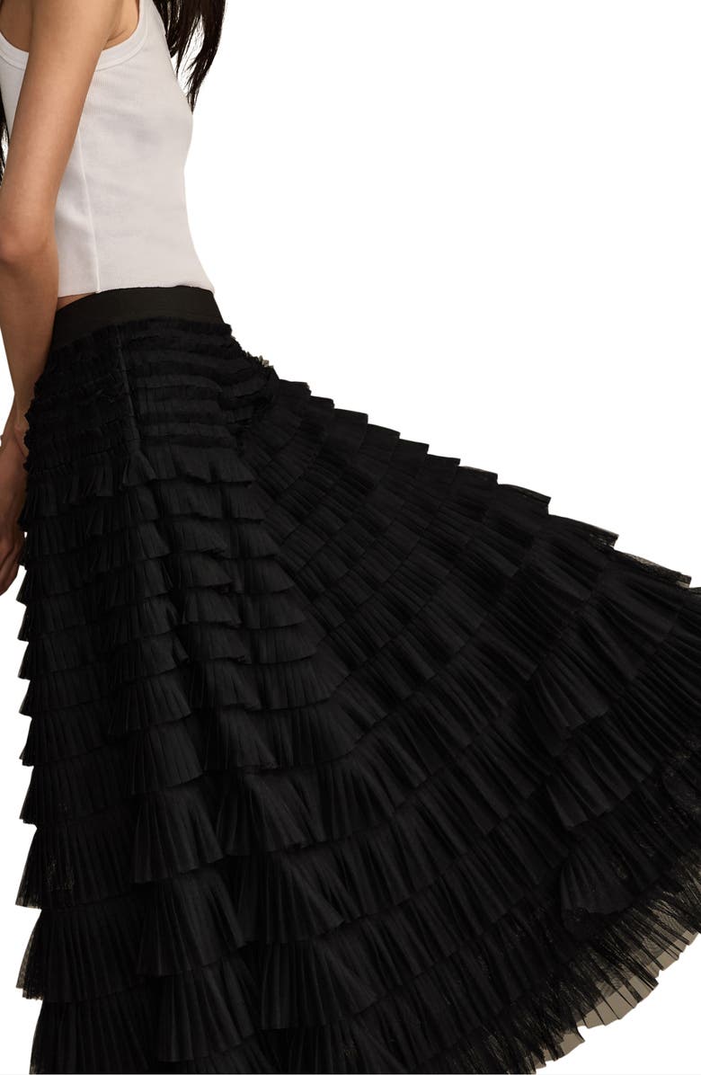 Lucky Brand Tiered Ruffle Tulle Maxi Skirt, Alternate, color, Caviar