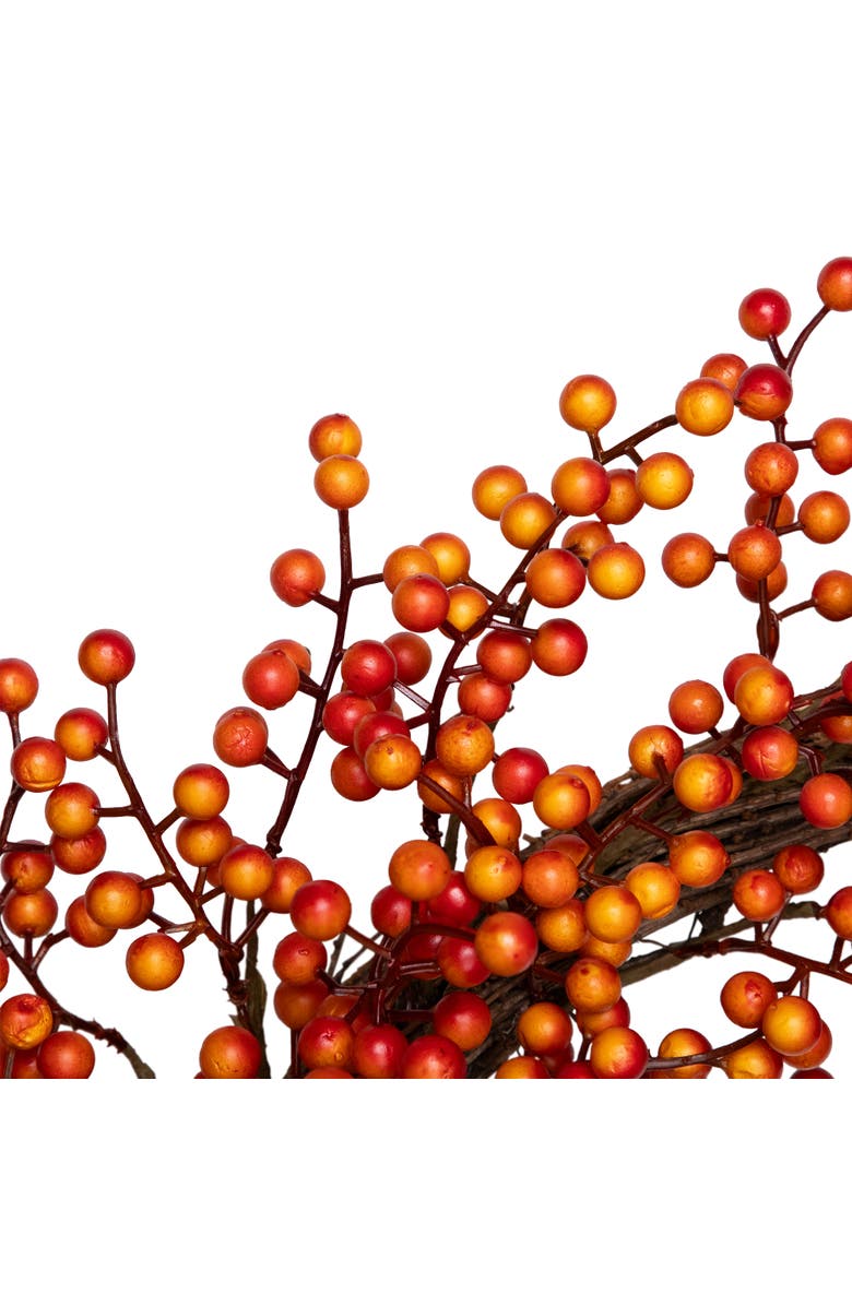 Northlight Berries Artificial Fall Harvest Twig Wreath - 18" - Orange, Alternate, color, 