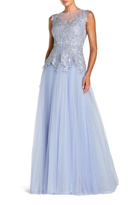 Sleeveless Embellished Bodice A-Line Gown