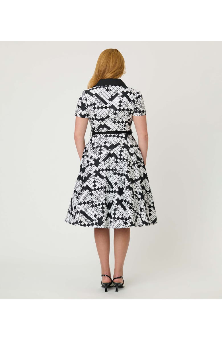 Unique Vintage 1950s Collared Shirt Dress, Alternate, color, Black & White