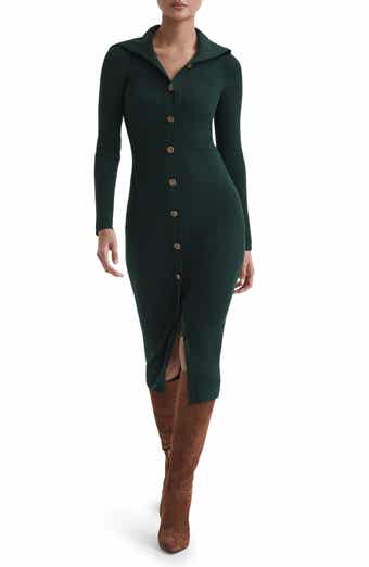 Reiss Maria Long Sleeve Rib Maxi Dress