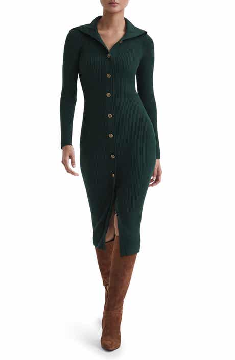 Reiss Maria Long Sleeve Rib Maxi Dress