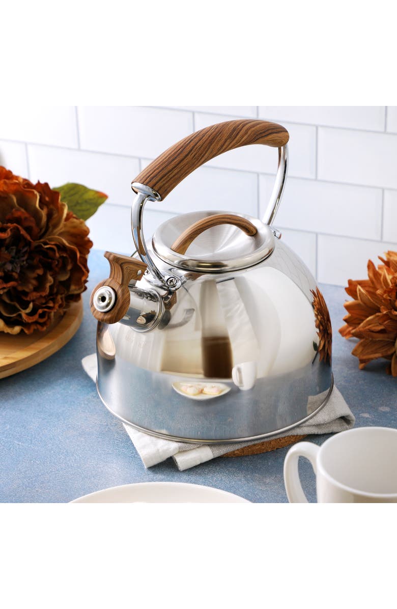 Mr. Coffee Fremont 2 Quart Mirror Polish Stainless Steel Whistling Tea Kettle, Alternate, color, Metallic Silver