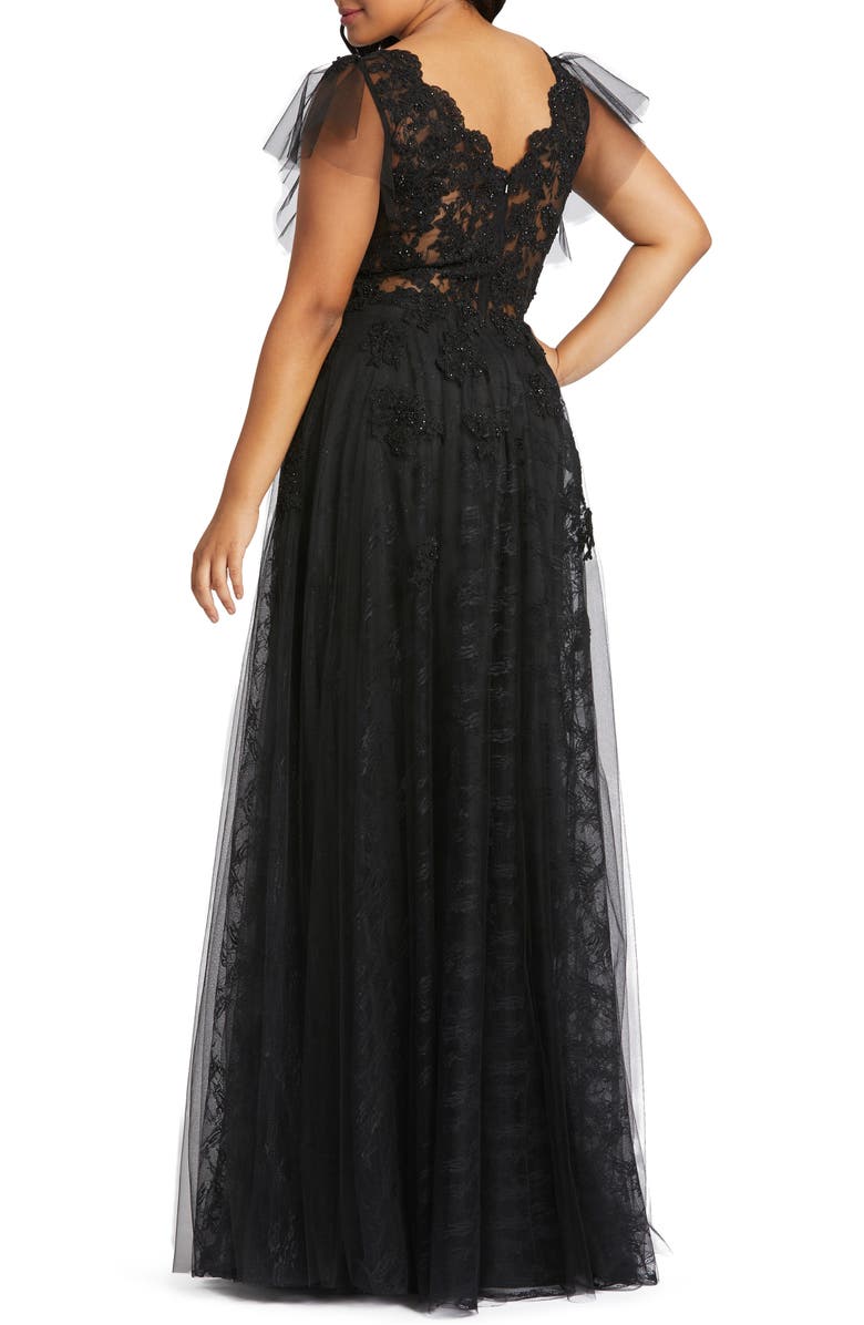 Mac Duggal Lace Illusion Tulle Gown, Alternate, color, 