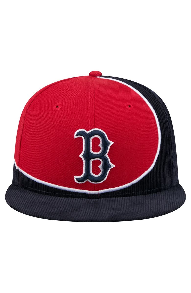 New Era Men's New Era Navy/Red Boston Red Sox Retro Split Corduroy Snapback Hat, Alternate, color, Navy