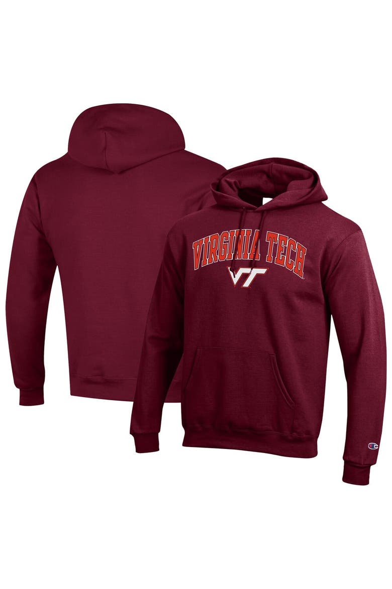 Men's Champion  Maroon Virginia Tech Hokies Arched Logo Fleece Pullover Hoodie, Alternate, color, Maroon