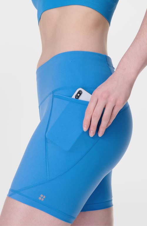 Sweaty Betty Power Pocket Bike Shorts In Tidal Blue