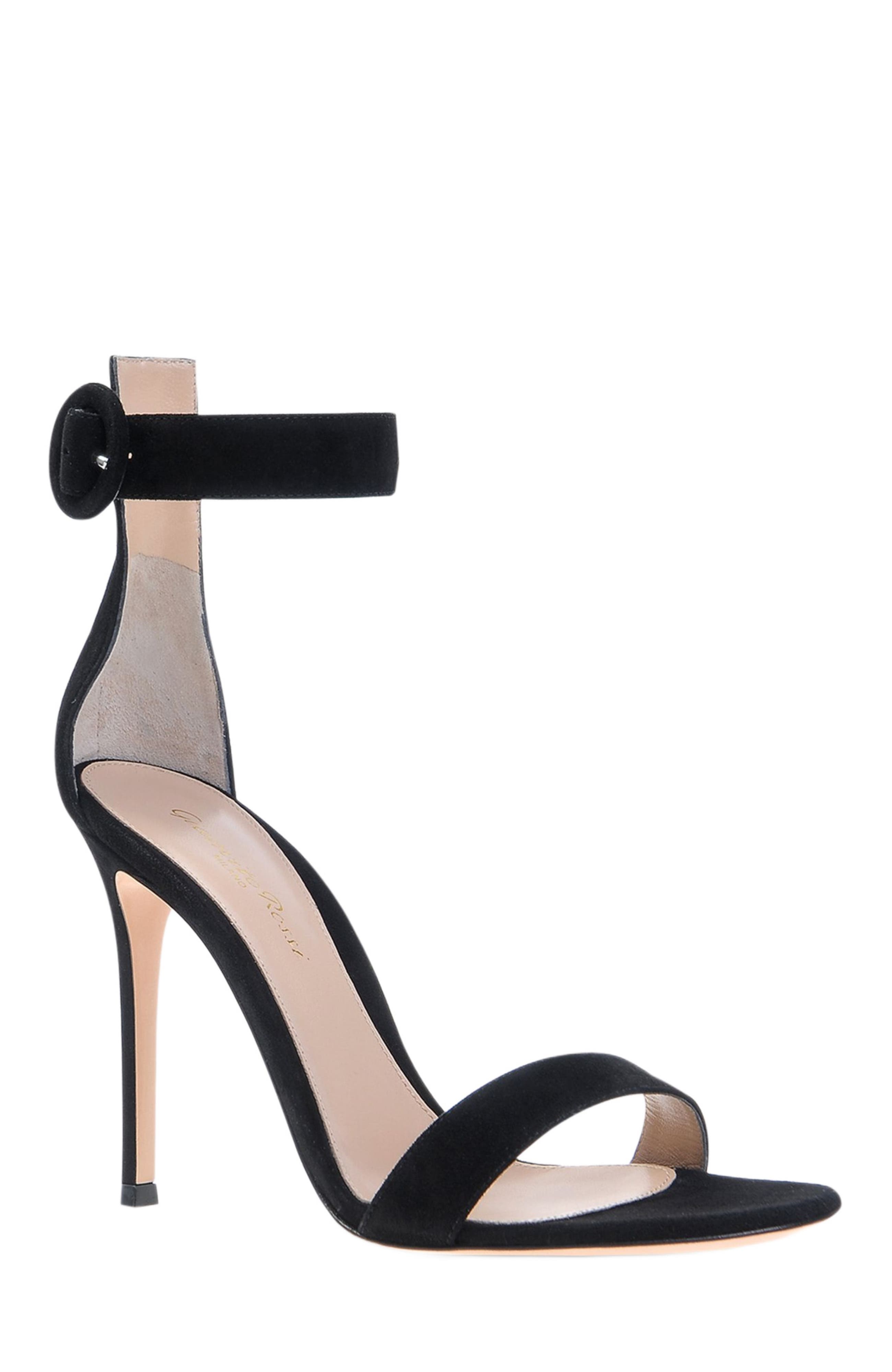 Gianvito Rossi Portofino 105 Sandals, Alternate, color, Black Suede