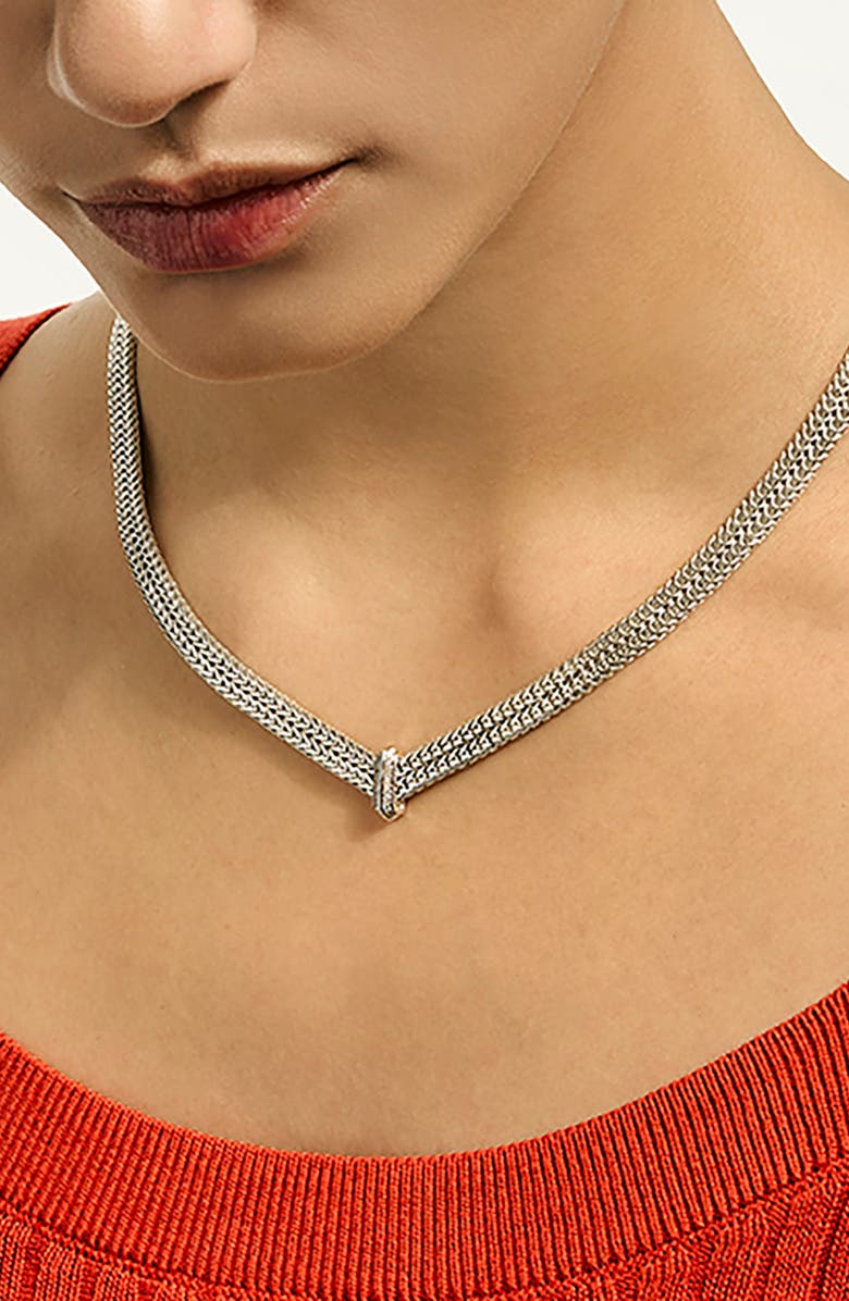John Hardy Icon Link Pavé Diamond Necklace, Alternate, color, Silver
