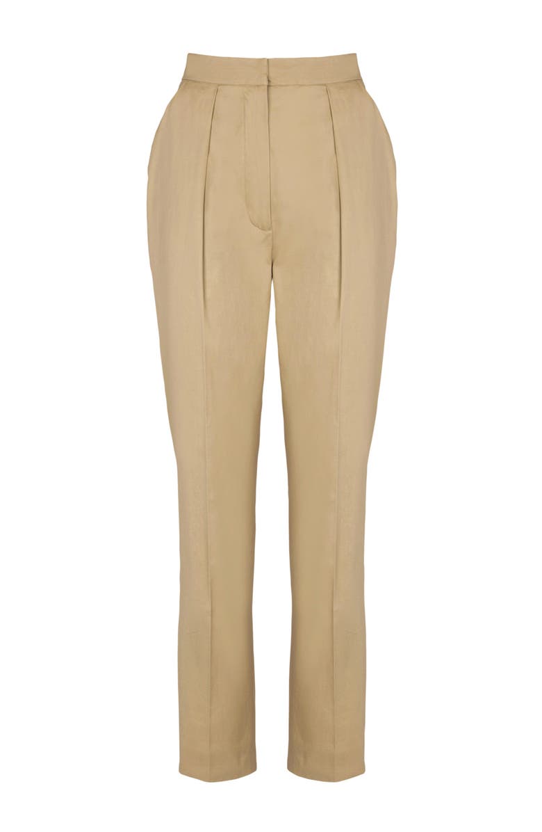 Balmain Darted 7/8 trousers in cotton gabardine, Main, color, Beige